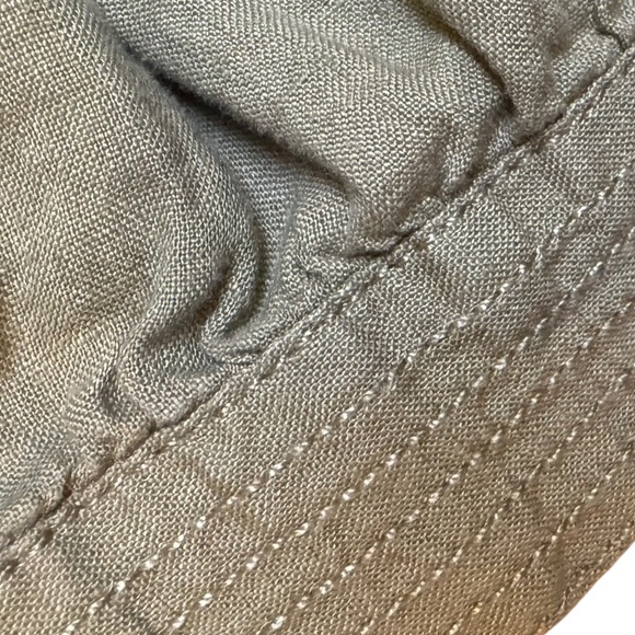 Talbots Linen Olive Green Crop Short Sleeve Tie Top size Large - Picture 3 of 8